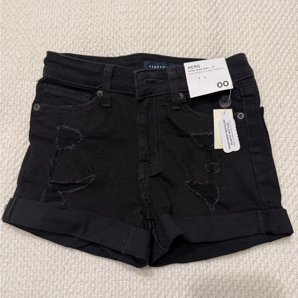 Black Distressed Womens Denim Shorts